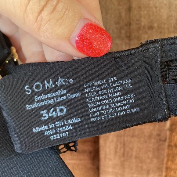 Soma Embraceable Enchanting Lace Demi Bra- black - Picture 4 of 9